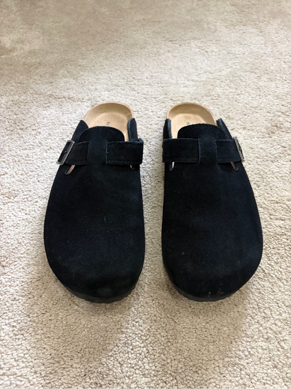 Khombu Black Suede Slip-On Loafers with Buckle